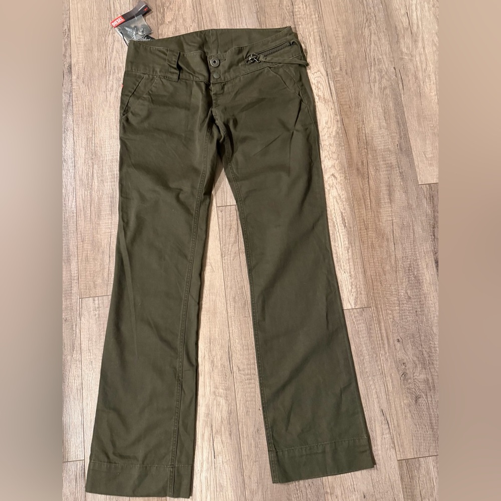 Diesel Olive Green Straight Leg Pants